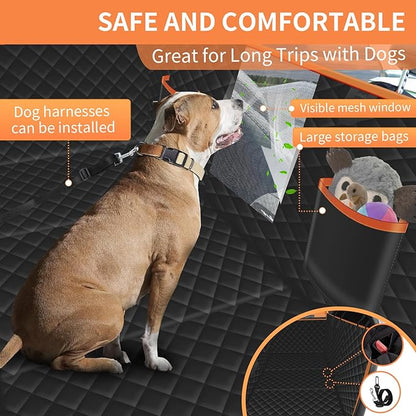 Dog Seat Cover for Back Seat, Hard Bottom Back Seat Extender Holds 400 lbs, Waterproof & Nonslip Car Hammock for Large Pets, Comfortable Travel Seat Protector for SUV and Sedan