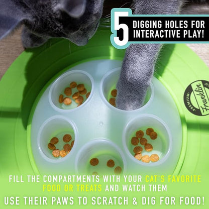 Franklin Pet Supply Co. Interactive Cat Digging Slow Feeder Bowl - Toy Bowl for Treats + Food - Scratching Feeder - Interactive for Cats + Kittens