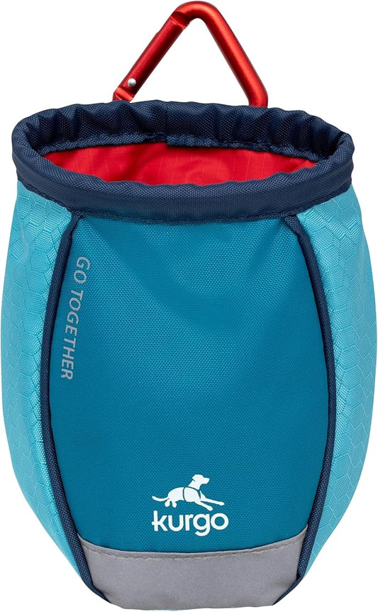 Kurgo Go Stuff It Dog Treat Bag, Training Treat Pouch Bag for Dogs, Treat Pouches for Pets, Hands-Free Pouch Waist, Reflective, Includes Carabiner (Coastal Blue)