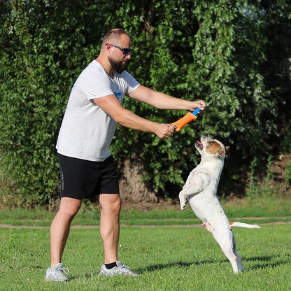 Dog Bite Tug Toy with 2 Strong Handles, Orange - Tough, Durable Fire Hose Dog Tug for Medium to Large Dogs - Ideal for Tug of War, Fetch, Puppy Training & Fun Interactive Play - Handmade Pull Toys