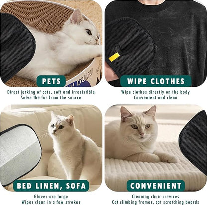Aerbee Double-Sided Grooming Gloves for Pets, Static Removal Gloves for Pet Hair, Sueean Grooming Gloves for Pets, Reusable Pet Hair Remover Glove for Clothes Furniture Washing, Deshedding, Grooming