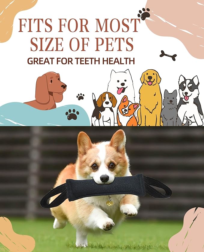 Clysrou Dog Tug Toy Tough Jute Bite Pillow Lasting Training Equipment Puppy to Large Dogs Interactive