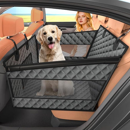 Instraella Dog Car Seat for Large Dogs, Back Seat Extender for Dogs, Foldable Pet Car Seat with Waterproof Oxford Fabric and Non-Slip Bottom, All-Around Protection and Strong Support, Grey