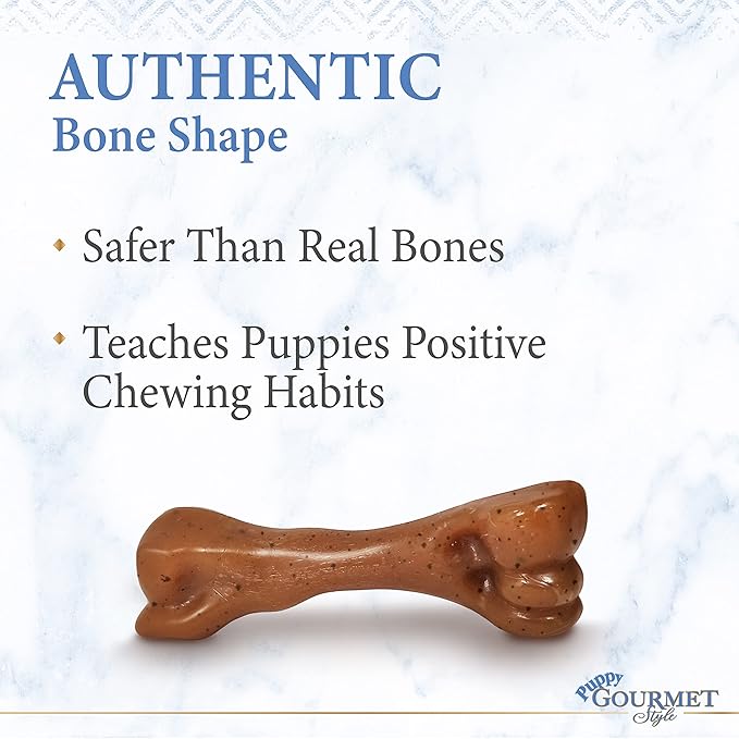 Nylabone Gourmet Style Femur Bone Strong Chew Toy for Puppies, Soothing Puppy Teething Toys, Puppy Enrichment, Bacon Flavor, Small Dogs - Up to 25 Ibs, 1 Count