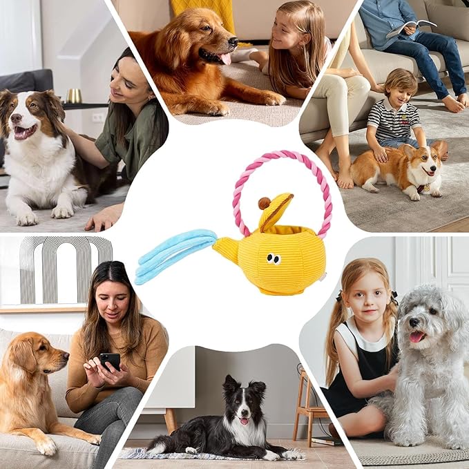 Teapot Shape Dog Toy, Interactive Rope Dog Toy, Plush Dog Toys, Plush Interactive Dog Toy, Dog Toy For All Breeds, Teapot Dog Chew Toy Plush Interactive Pet Toy For Small Medium Large Breed Dog