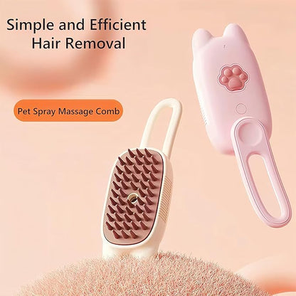 BoBow Cat Steam Brush for Shedding, 4 in 1 Rechargeable Steam Pet Brush for Cats and Dogs, Anti-Static, Massage, Cleaning, Shedding& Combing All in One! (Pink)