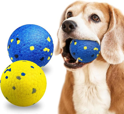 2 Pack Dog Balls Indestructible Tennis for Dogs Durable Bouncy Dog Toy for Aggressive Chewers Interactive Dog Toys for Water Toy Fetch Balls (Yellow,Blue)