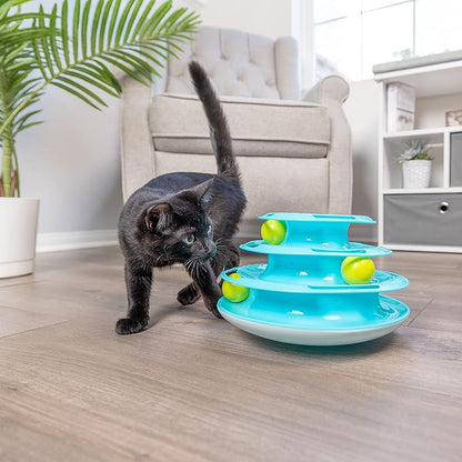 Our Pets Wobble Triple Chase Ball Track Interactive Cat Toy for Indoor Cats with Catnip (Cat Toys; Kitten Toys for Hunting and Chasing w/Rattling; Rolling Balls)