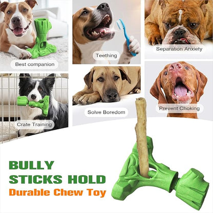 KADTC 3 in1 Root Durable Bully Stick Holder & Indestructible Dog Chew Toy & Tough Fillable Toys - Long-Lasting Ultimate Boredom Buster, U.S. Brand & Design