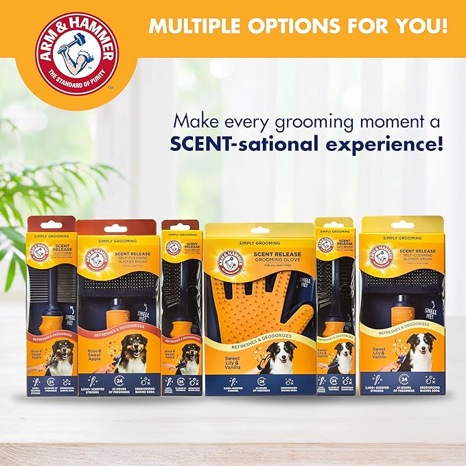 Arm & Hammer Deodorizing Dog Comb with Fragrance Transfer Technology – Scented Dog Grooming Comb for Detangling & Shedding, Dematting Tool For Dogs, Sweet Apple & Rose Scent
