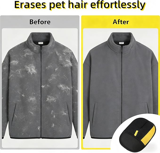 Pet Hair Remover Glove for Cats & Dogs, Upgraded Electrostatic Pet Fur Removal Tool for Home & Auto No Sticky Residue, Reusable for Furniture,Clothes, Carpet, Bedding（1Pcs