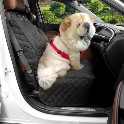 Dog Car Seat Covers Front Seat Cover with Side Flaps 100% Waterproof Car Seat Protector for Pets Scratch Proof Non-Slip Durable for Cars,Trucks & SUVs (Black)