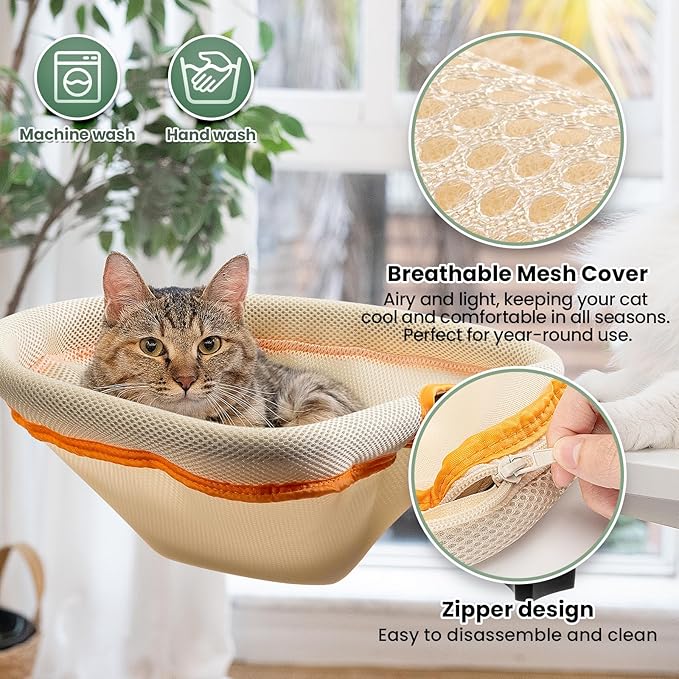Cat Desk Bed - One-Click Folding, Sunken Design & Space-Saving Semi-Circular Cat Bed, Mesh Cover Material, Suitable for Various Desktops-Maximum Hold Up to 40lb