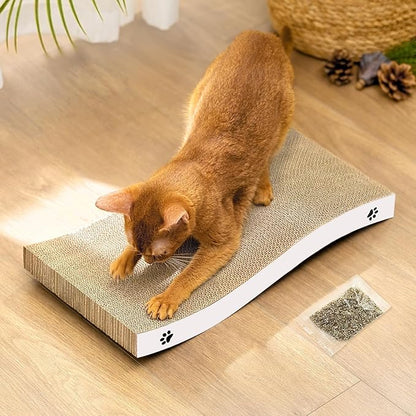 Cat Scratcher, Durable Scratch Pad, Corrugated Cardboard Scratching Board for Indoor Cats, Heavy Duty, Double-Sided Usability, Recyclable, with Catnip, Large, 1 Pack