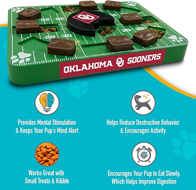 Pets First NCAA Oklahoma Sooners Puzzle Toy, Puzzle Treat Dog Toy, Interactive Dog Treat Toy, Dog Puzzle Fedding Slow Toy