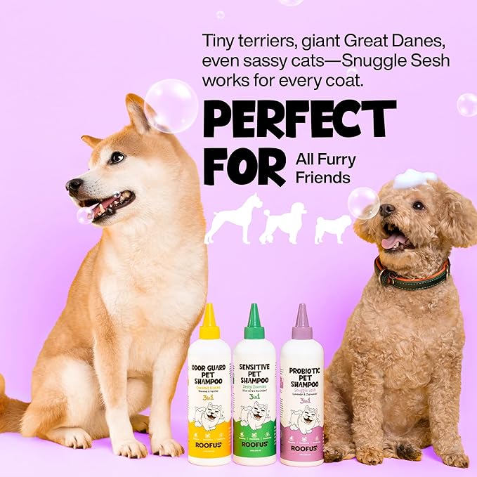 Probiotic Dog Shampoo & Conditioner for Smelly Dogs, Snuggle Sesh Lavender Dog Shampoo for Itchy Skin Relief, Hypoallergenic Pet Shampoo for Conditioner, Moisturizing & Itching.