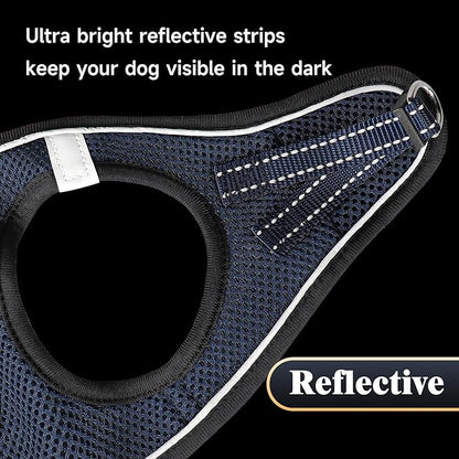 YIMEIS Dog Harness and Leash Set, No Pull Soft Mesh Pet Harness, Reflective Adjustable Puppy Vest for Small Medium Large Dogs, Cats (Navy & Black, Medium (Pack of 1)