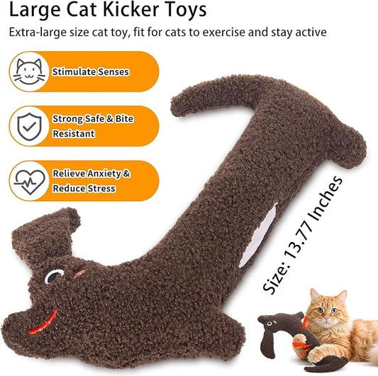 Refillable Catnip Toy for Cats - 13.77 Inch Large Cat Kicker Toy for Indoor Kittens, Crinkly Sound Interactive Kitty Toy Teeth Cleaning Fun