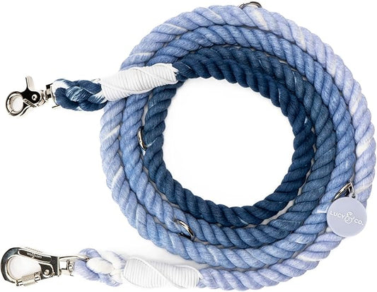 The Lucy & Co. Blueberry Twist Ombre Blue Hands-Free 6-in-1 Rope Leash