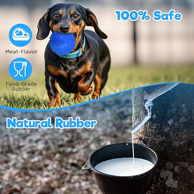 petizer 3" Squeaky Dog Balls for Aggressive Chewers, Durable Interactive Spiky Ball for Teething, Indestructible Rubber Dog Chew Toys, Tough Pet Toys for Small, Medium & Large Breeds