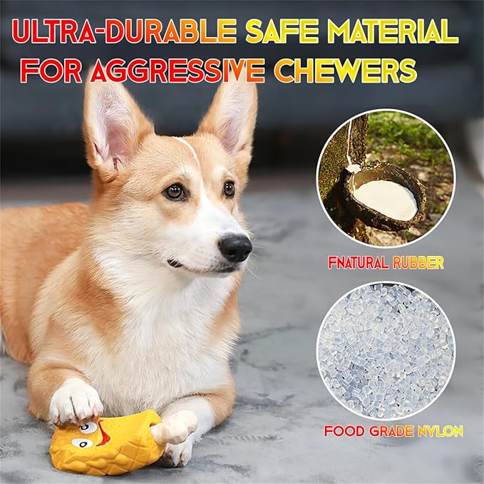 Dog Chew Toy for Power Chewers, Durable Ice Cream Shaped Bone Toy with Natural Rubber & Nylon, Interactive Hollow Treat Dispenser for IQ Stimulation, Easy to Clean, Safe for 20-90 lbs Dogs