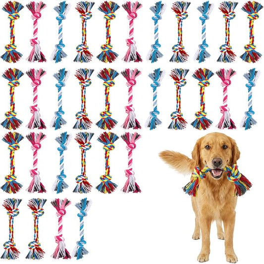 36-Pack Rope Dog Toys, Multi-Color Cotton Puppy Chew Teething Toys with Knots for Small and Medium Breed Pets, Interactive Tugging Fetch Play for Dental Health and Stress Relief