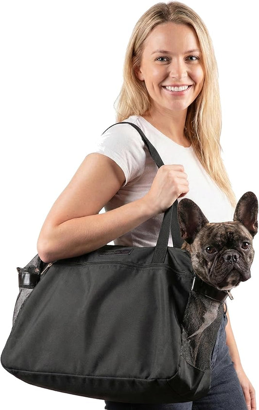 Airline Pet Tote – Dog & Cat Travel Bag, Soft-Sided Dog Carrier with Mesh Panels, Pockets & Removable Cushion, for Pets, Black