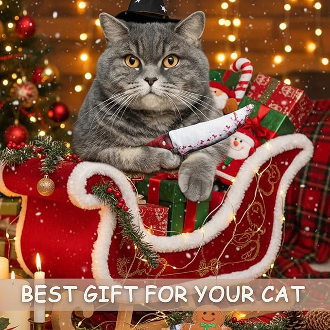 5PC Catnip Funny Cat Toys, [100% Organic Catnip Filled] Knife-Shaped Crinkly Sound Toys for Indoor Kitten Cat Nip Kitty Chew Toy