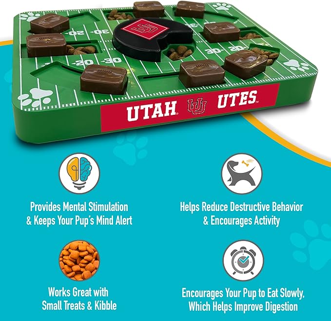 NCAA Puzzle Toy Slow Feeder, Puzzle Treat Dog Toy, Interactive Dog Treat Toy, Dog Puzzle Feeding Slow Toy (Utah Utes)