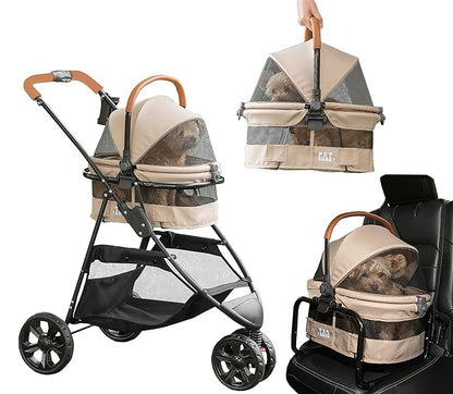 Pet Gear 3-in-1 Travel System, View 360 Stroller Converts to Carrier and Booster Seat with Easy Click N Go Technology, for Small Dogs & Cats, 4 Colors