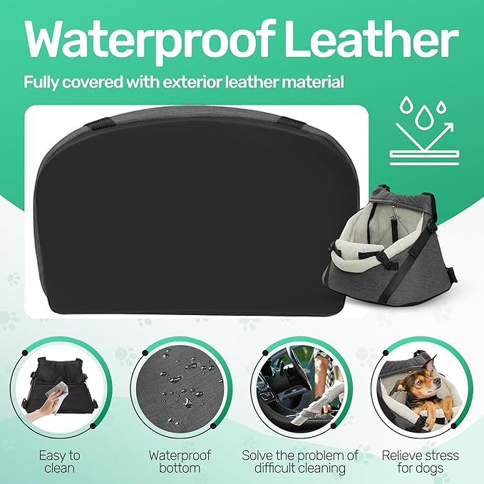 YUDODO 1-7lbs Tiny Dog Car Seat for Teacup Chihuahua Yorkie Luxury PU Leather Small Dog Booster Seat with Safety Belt, Soft Cushion, Gray