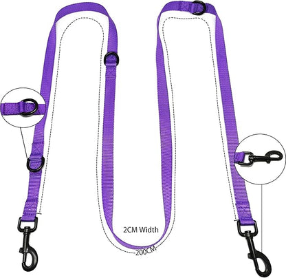 Multifunctional Hands Free, 6.5ft Nylon Adjustable Training Crossbody Dog Leash for Small/Medium/Walking Running Hiking Dog Leash (Purple)