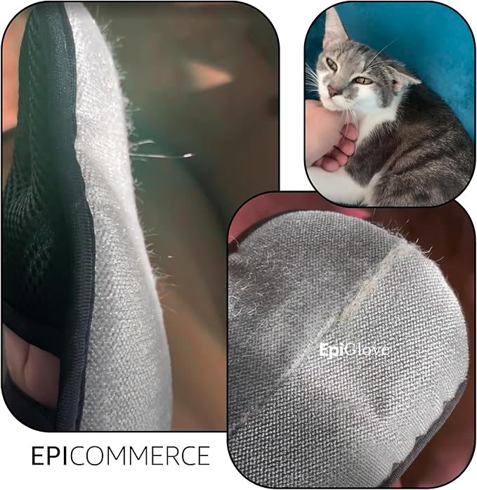 Pet Hair Remover Glove for Cats & Dogs - Electrostatic Pet Long/Short Fur Cleaning Mitt - Use on Carpet, Furniture, Clothes - Roller & Tape Alternative - Reusable & Washable