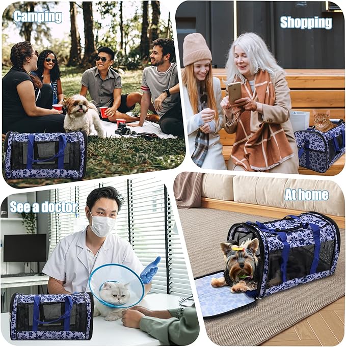 Soft-Sided Kennel Pet Carrier for Small Dogs, Cats, Puppy, Airline Approved Cat Carriers Dog Carrier Collapsible, Travel Handbag & Car Seat