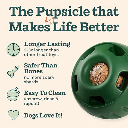 WOOF Starter Pack - Interactive Dog Ball Toy for Boredom - Dog Treat Molds Silicone - Chicken-Flavored Healthy Treats for Dogs - Pupsicle Doggy Enrichment Toy - for Large Pups - 25-75 lbs