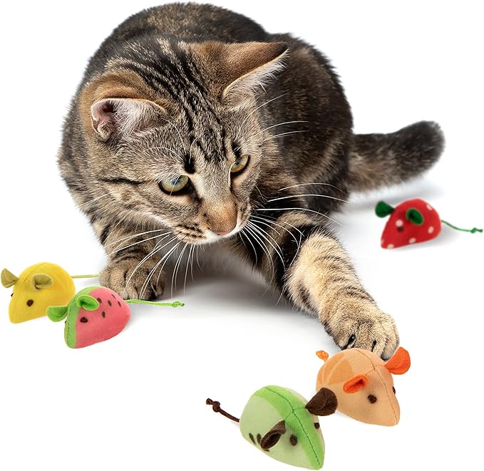 SmartyKat (5 Count) Skitter Slices Plush Catnip Cat Toys - Multi Color, 5 Count
