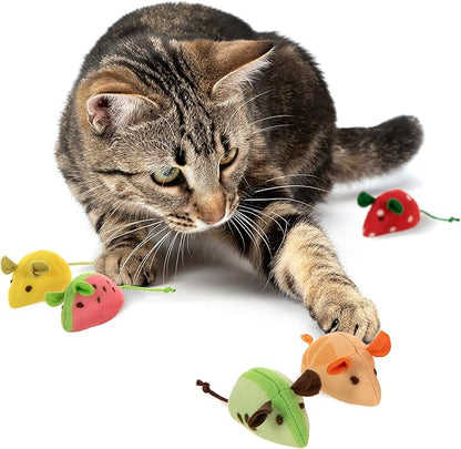 SmartyKat (5 Count) Skitter Slices Plush Catnip Cat Toys - Multi Color, 5 Count