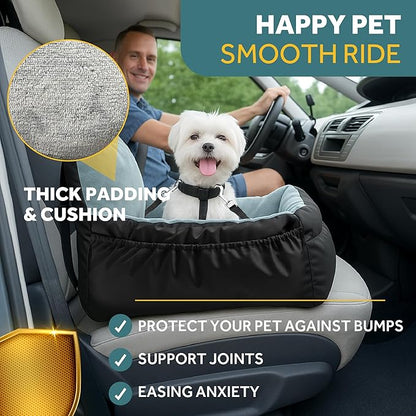 JOTADE Dog Car Seat for Small & Medium Dogs – Washable & Reversible Pet Travel Booster Seat, Double Safety Leashes, Anti-Slip Design, Extra Cushion Cover, Easy Install Puppy Car seat up to 35 lbs