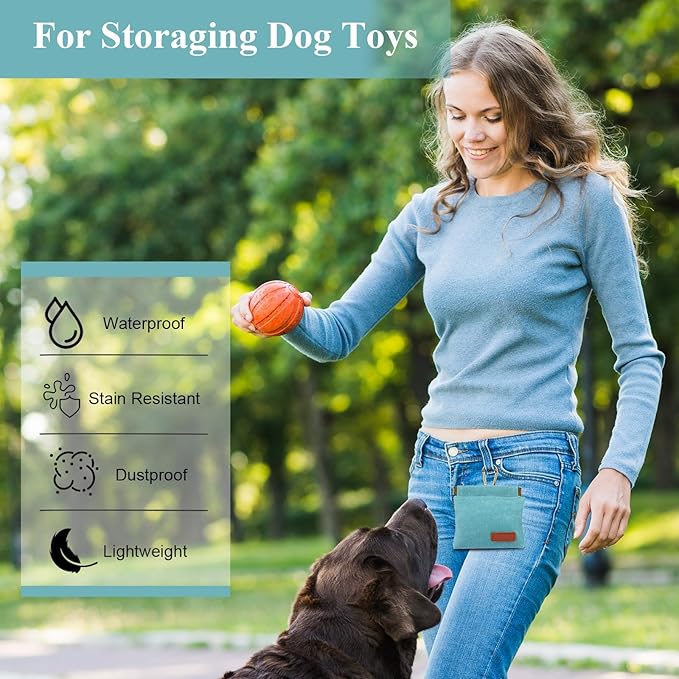 2Pcs Dog Treat Pouches for Pet Training, Hand Free Puppy Dogs Treat Bag with Carabiner, Portable Auto Closing Pet Dog Walking Bag for Travel or Outdoor Use, Pets Feed Snack Reward Pocket- Pink, Green