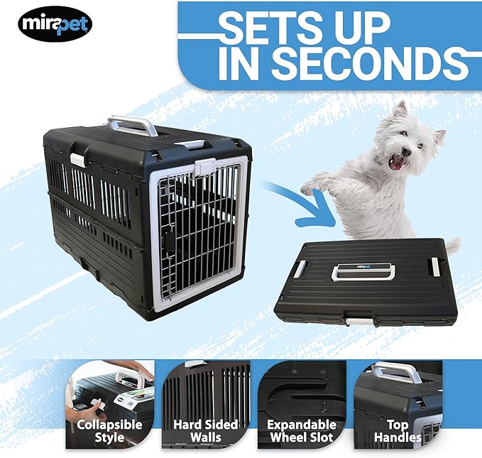 USA Pet Carrier & Crate 35" - Premium Collapsible Design for Medium Cats and Dogs - Portable Kennel for Indoor/Outdoor Use - 360-Degree Ventilation & Hard Plastic Wall Protection
