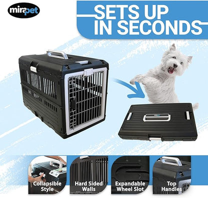 USA Pet Carrier & Crate 35" - Premium Collapsible Design for Medium Cats and Dogs - Portable Kennel for Indoor/Outdoor Use - 360-Degree Ventilation & Hard Plastic Wall Protection