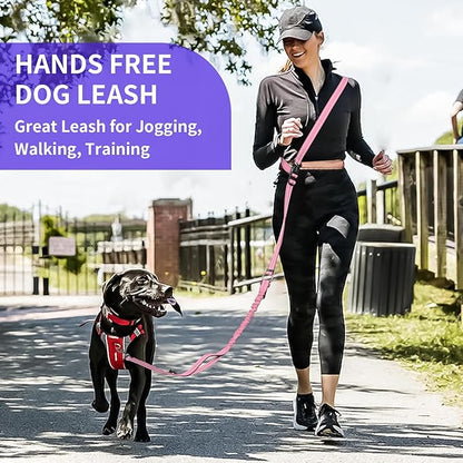 Kazazoo Hands-Free Dog Leash with 6-9FT Adjustable Length - Heavy Duty No Pull Bungee Design, Reflective Safety for Walking, Jogging & Training | Suitable for Medium to Large Dogs Purple L