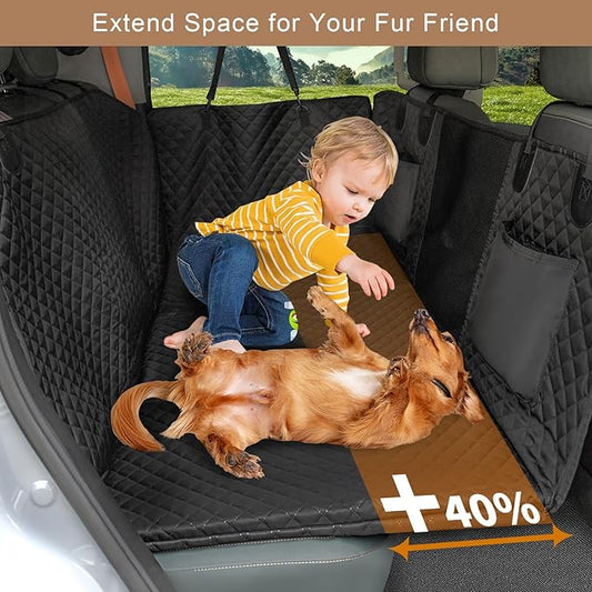 Prodigen Hard Bottom Dog Seat Cover for Back Seat, Waterproof Back Seat Extender for Dogs, Scrath-Resistant Dog Hammock for Truck/SUV/Car (54" x 30")
