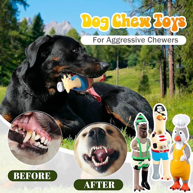 3 Pcs Rubber Chicken Squeaky Dog Toys Screaming Chicken Latex Soft Rubber Chew Molar Toys Interactive Pet Funny Squawkers Cute Dog Gifts for Small Medium Birthday (Cosplay Style)