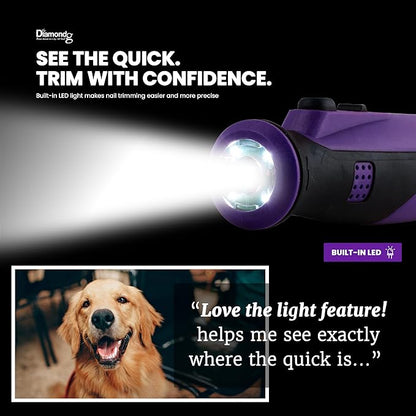 Diamondg Cordless Dog Nail Grinder with Quiet Sound & LED Tip for Large & Small Dogs, 4hrs. Runtime - Electric Dog Nail Trimmer, Heavy Duty Rotary Tool Alternative to Toenail Clippers & Filers