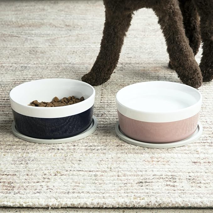 Waggo Habit Silicone Dog Placemat – Set of 2 Modern Heavyweight Silicone Dog Food Mats, Dishwasher Safe, Non-Slip, Solid Color – White (Small, 6")