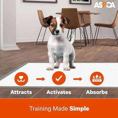 ASPCA - Scented Puppy Pads | Extra Absorbent Dog Training Pads for Cats & Dogs | Leak-Proof Layers | Odor Control & Quick-Dry | Non-Slip & Tear-Resistant | Travel Friendly | Pack of 100 | Size 26"x30"