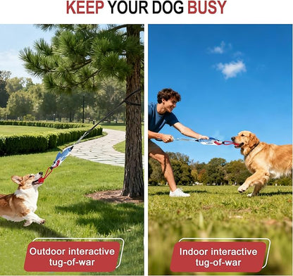 Dog Tree Tug of War Toy with Handles,Interactive Dog Pull Toy from Tree to Keep Them Busy, Multifunctional Combination Tether tug Toy with chew Ball