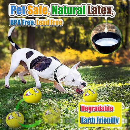 3.1" Squeaky Dog Toys for Medium Dog and Large Breeds - 4 Pack Flat Soft Squeaky Dog Balls, Natural Latex Squeak Toy with Squeaker (3.1 * 3.1 * 1.8”)