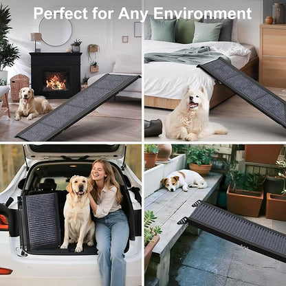 Dog Ramp for Car 63" Long & 17.3" Wide Portable Dog Ramps for Large Dogs with Non-Slip Rug Surface Dog Car Ramp for SUV Car & Truck, Folding Dog Ramp Up to 250LBS